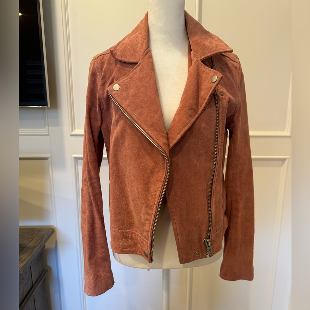 Blank NYC blush pink suede moto jacket size XS